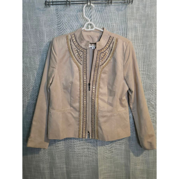 Women's Tanjay Beige Embellished Jacket Size 10 - Picture 1 of 9
